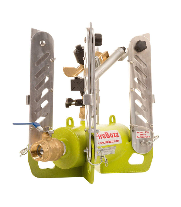FireBozz® Mini wildfire sprinkler system with rotating nozzle for fast property protection.