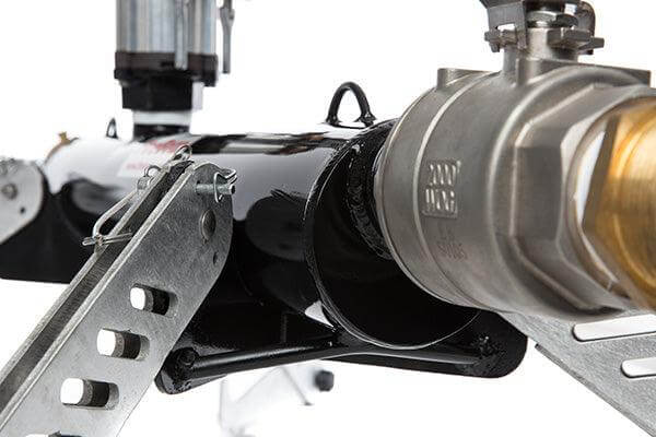 Close-up of the FireBozz® Magnum nozzle and connector for wildland fire defense system.