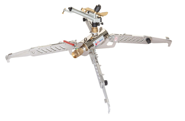 FireBozz® Mini wildfire sprinkler system with rotating nozzle for efficient firebreak protection.